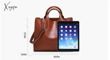 Xajzpa - Vintage Genuine Leather Bags Women Messenger High Quality Oil Wax Female Handbags Ladies