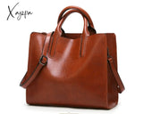 Xajzpa - Vintage Genuine Leather Bags Women Messenger High Quality Oil Wax Female Handbags Ladies