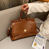 Xajzpa - Vintage Large Capacity Women Handbags Designer Shoulder Bags Luxury Oil Wax Pu Leather