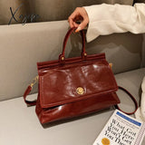 Xajzpa - Vintage Large Capacity Women Handbags Designer Shoulder Bags Luxury Oil Wax Pu Leather