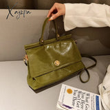 Xajzpa - Vintage Large Capacity Women Handbags Designer Shoulder Bags Luxury Oil Wax Pu Leather