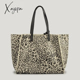 Xajzpa - Vintage Leopard Large Capacity Tote Bag Designer Lambswool Women Shoulder Bags Luxury Faur