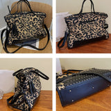 Xajzpa - Vintage Leopard Print Tote Bag Large Capacity Shoulder Zipper Portable Crossbody Women Bags