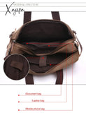 Xajzpa - Vintage Men Canvas Bag Leather Briefcase Travel Suitcase Messenger Shoulder Tote Handbag