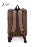 Xajzpa - Vintage Men Canvas Bag Leather Briefcase Travel Suitcase Messenger Shoulder Tote Handbag