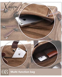 Xajzpa - Vintage Men Canvas Bag Leather Briefcase Travel Suitcase Messenger Shoulder Tote Handbag