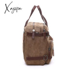 Xajzpa - Vintage Men Canvas Bag Leather Briefcase Travel Suitcase Messenger Shoulder Tote Handbag