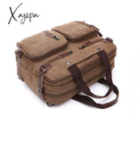 Xajzpa - Vintage Men Canvas Bag Leather Briefcase Travel Suitcase Messenger Shoulder Tote Handbag