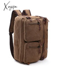 Xajzpa - Vintage Men Canvas Bag Leather Briefcase Travel Suitcase Messenger Shoulder Tote Handbag