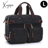 Xajzpa - Vintage Men Canvas Bag Leather Briefcase Travel Suitcase Messenger Shoulder Tote Handbag