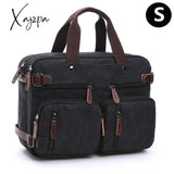 Xajzpa - Vintage Men Canvas Bag Leather Briefcase Travel Suitcase Messenger Shoulder Tote Handbag