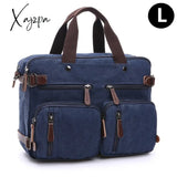 Xajzpa - Vintage Men Canvas Bag Leather Briefcase Travel Suitcase Messenger Shoulder Tote Handbag