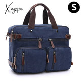 Xajzpa - Vintage Men Canvas Bag Leather Briefcase Travel Suitcase Messenger Shoulder Tote Handbag