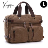 Xajzpa - Vintage Men Canvas Bag Leather Briefcase Travel Suitcase Messenger Shoulder Tote Handbag