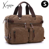 Xajzpa - Vintage Men Canvas Bag Leather Briefcase Travel Suitcase Messenger Shoulder Tote Handbag