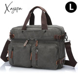 Xajzpa - Vintage Men Canvas Bag Leather Briefcase Travel Suitcase Messenger Shoulder Tote Handbag