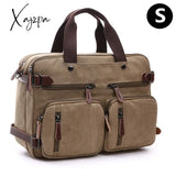 Xajzpa - Vintage Men Canvas Bag Leather Briefcase Travel Suitcase Messenger Shoulder Tote Handbag