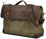 Xajzpa - Vintage Military Canvas Leather Men Messenger Bag Shoulder Tote Handbag Briefcase