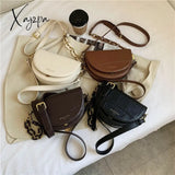 Xajzpa - Vintage Saddle Bag Women Shoulder High Quality Pu Leather Handbag Fashion Crossbody Bags