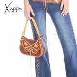 Xajzpa - Vintage Shoulder Bag Pu Leather Lace Straps Butterfly Women Handbag Chain Underarm Tote