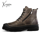 Xajzpa - Vintage Style Men Boots Natural Leather Autumn And Winter Shoes Water Proof Work&Safety Shoes Men Quality Ankle Boots