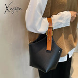 Xajzpa - Vintage Tote Bucket Bag Pu Leather Crossbody Shoulder Bags For Women Summer Simple