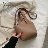 Xajzpa - Vintage Tote Bucket Bag Pu Leather Crossbody Shoulder Bags For Women Summer Simple