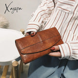 Xajzpa - Vintage Trifold Wallet Women Long PU Leather Wallet Female Clutch Purse Hasp Female Phone Bag Girl Card Bags Ladies High Quality