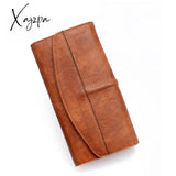 Xajzpa - Vintage Trifold Wallet Women Long Pu Leather Female Clutch Purse Hasp Phone Bag Girl Card