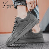 Xajzpa - Vulcanized Sneakers For Men Trend Casual Leather Shoes Tenis Luxury Trainer Race Korean