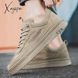 Xajzpa - Vulcanized Sneakers For Men Trend Casual Leather Shoes Tenis Luxury Trainer Race Korean