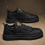 Xajzpa - Vulcanized Sneakers For Men Trend Casual Leather Shoes Tenis Luxury Trainer Race Korean