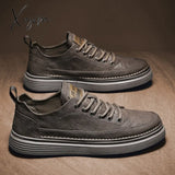 Xajzpa - Vulcanized Sneakers For Men Trend Casual Leather Shoes Tenis Luxury Trainer Race Korean