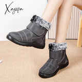 Xajzpa - Warm Fur Waterproof Snow Boots For Women 2023 New Hook Loop Cotton Padded Shoes Woman Plus