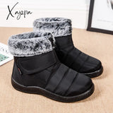 Xajzpa - Warm Fur Waterproof Snow Boots For Women 2023 New Hook Loop Cotton Padded Shoes Woman Plus