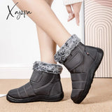 Xajzpa - Warm Fur Waterproof Snow Boots For Women 2023 New Hook Loop Cotton Padded Shoes Woman Plus