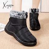 Xajzpa - Warm Fur Waterproof Snow Boots For Women 2023 New Hook Loop Cotton Padded Shoes Woman Plus