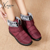 Xajzpa - Warm Fur Waterproof Snow Boots For Women 2023 New Hook Loop Cotton Padded Shoes Woman Plus