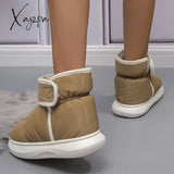 Xajzpa - Warm Thicken Plush Waterproof Snow Boots Women 2023 Hook Loop Winter Ankle Woman Non Slip