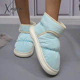 Xajzpa - Warm Thicken Plush Waterproof Snow Boots Women 2023 Hook Loop Winter Ankle Woman Non Slip