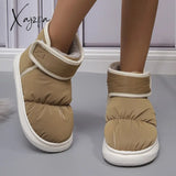 Xajzpa - Warm Thicken Plush Waterproof Snow Boots Women 2023 Hook Loop Winter Ankle Woman Non Slip