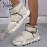 Xajzpa - Warm Thicken Plush Waterproof Snow Boots Women 2023 Hook Loop Winter Ankle Woman Non Slip