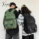 Xajzpa - Waterproof Nylon Women Backpack Female Large Capacity Buckle Backpack Unisex Schoolbag