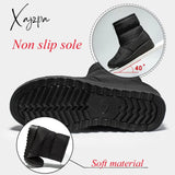 Xajzpa - Waterproof Snow Boots For Women Winter Warm Plush Ankle Booties Front Zipper Non Slip