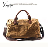 Xajzpa - Waterproof Waxed Canvas Leather Men Travel Bag Hand Luggage Carry On Large Tote Vintage