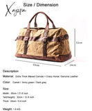 Xajzpa - Waterproof Waxed Canvas Leather Men Travel Bag Hand Luggage Carry On Large Tote Vintage