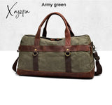 Xajzpa - Waterproof Waxed Canvas Leather Men Travel Bag Hand Luggage Carry On Large Tote Vintage