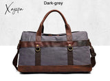 Xajzpa - Waterproof Waxed Canvas Leather Men Travel Bag Hand Luggage Carry On Large Tote Vintage