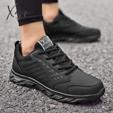 Xajzpa - Waterproof Winter Leather Men Shoes Thick Plush Warm Casual Sneakers Fashion Non-Slip