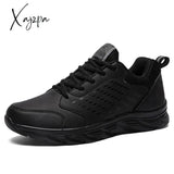 Xajzpa - Waterproof Winter Leather Men Shoes Thick Plush Warm Casual Sneakers Fashion Non-Slip